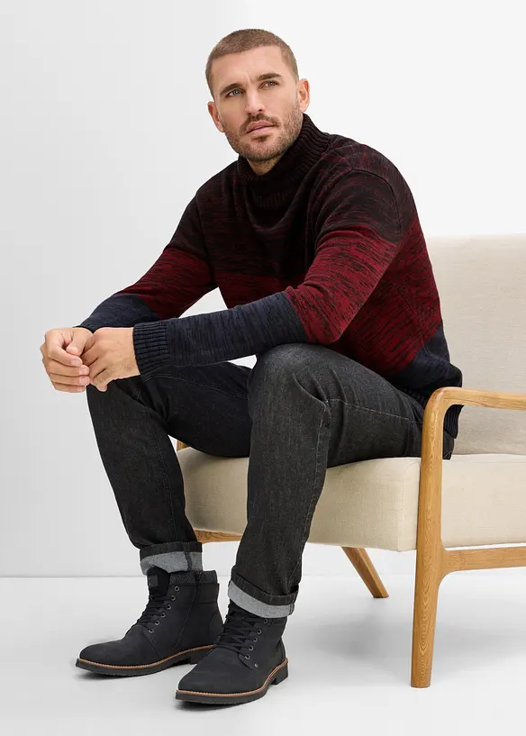 Maglione a collo alto in misto cotone morbido, bonprix