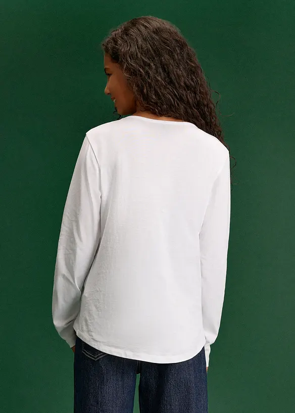Maglia a maniche lunghe in puro cotone biologico con paillettes reversibili, bonprix