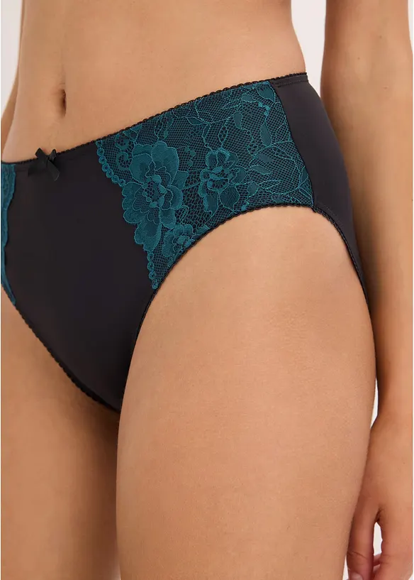 Slip alto in microfibra con pizzo (pacco da 3), bonprix