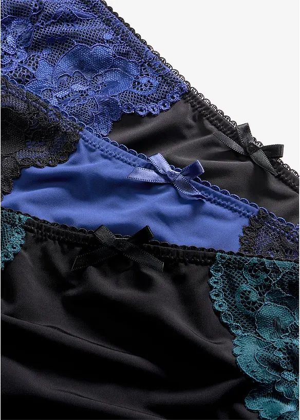 Slip alto in microfibra con pizzo (pacco da 3), bonprix