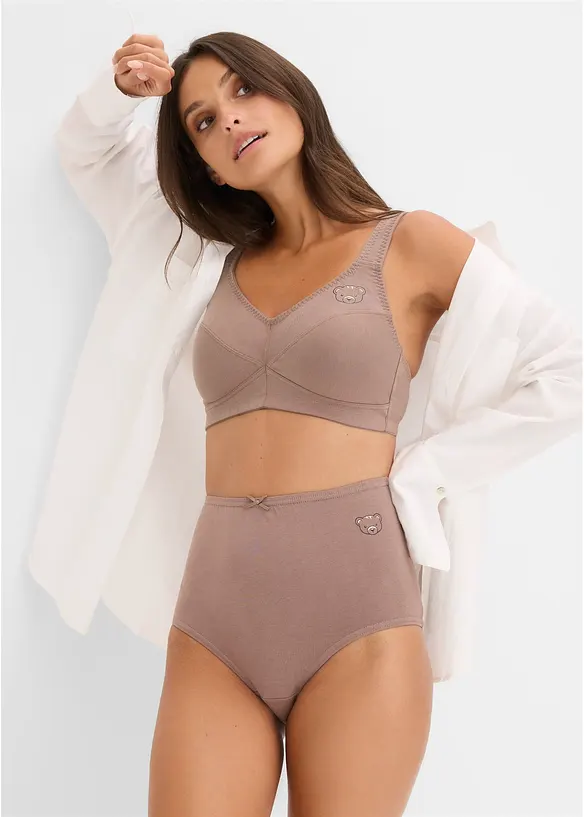 Slip a vita alta con cotone biologico (pacco da 4), bonprix