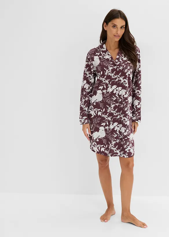 Camicia da notte in puro cotone con bottoni, bonprix