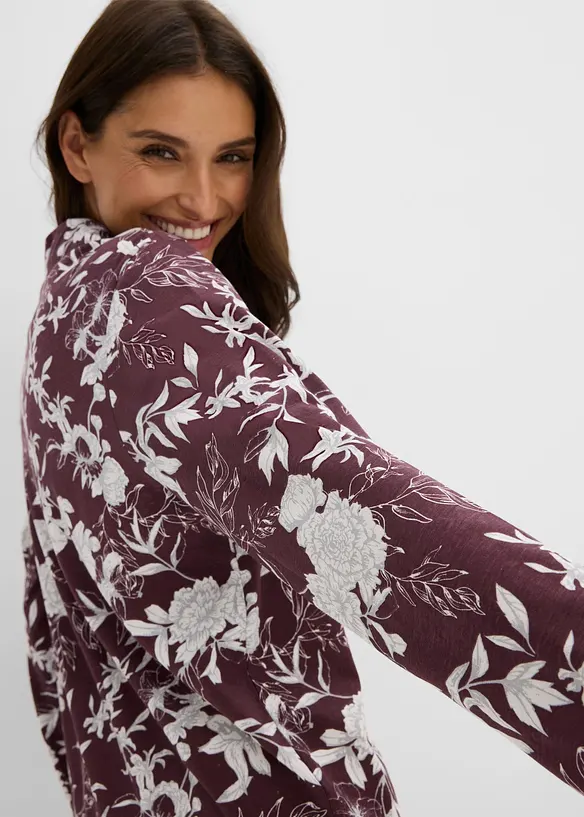 Camicia da notte in puro cotone con bottoni, bonprix