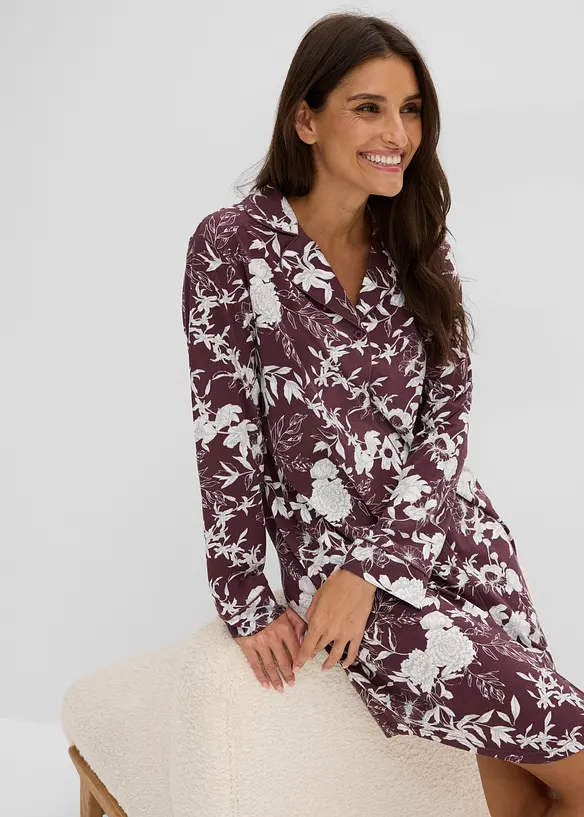 Camicia da notte in puro cotone con bottoni, bonprix