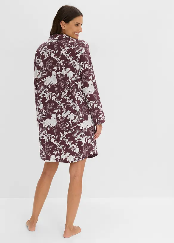 Camicia da notte in puro cotone con bottoni, bonprix