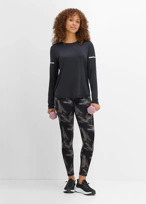 Leggings sportivi termici con tasca portacellulare, asciugatura rapida, bonprix