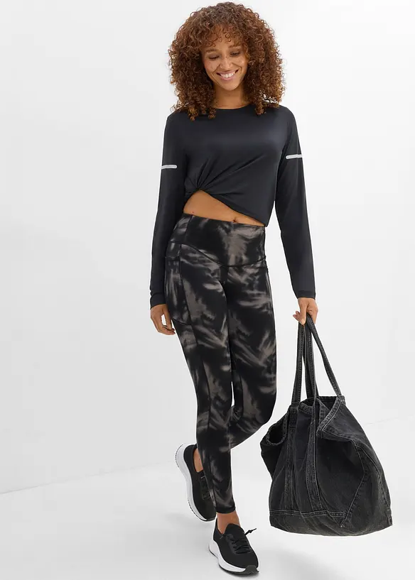 Leggings sportivi termici con tasca portacellulare, asciugatura rapida, bonprix