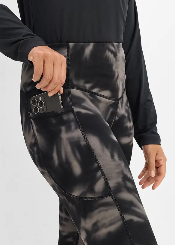 Leggings sportivi termici con tasca portacellulare, asciugatura rapida, bonprix