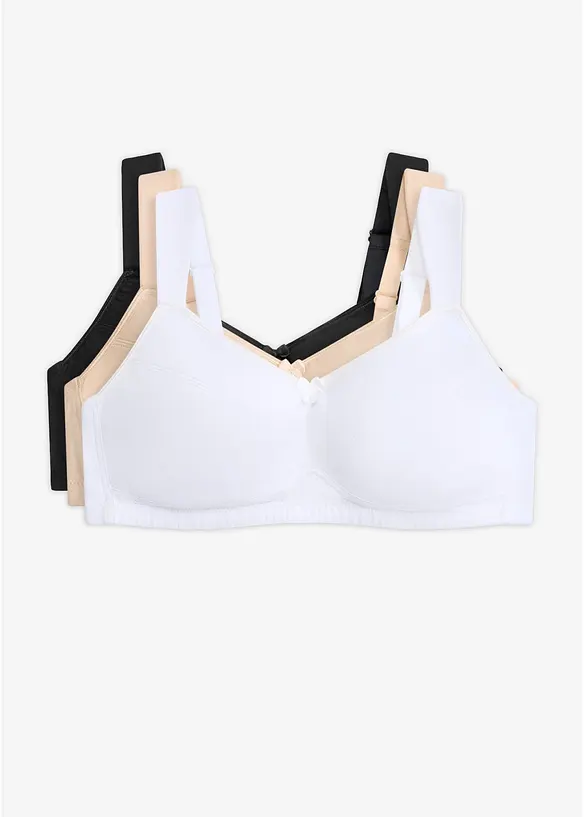 Reggiseno senza ferretto con cotone (pacco da 3), bonprix