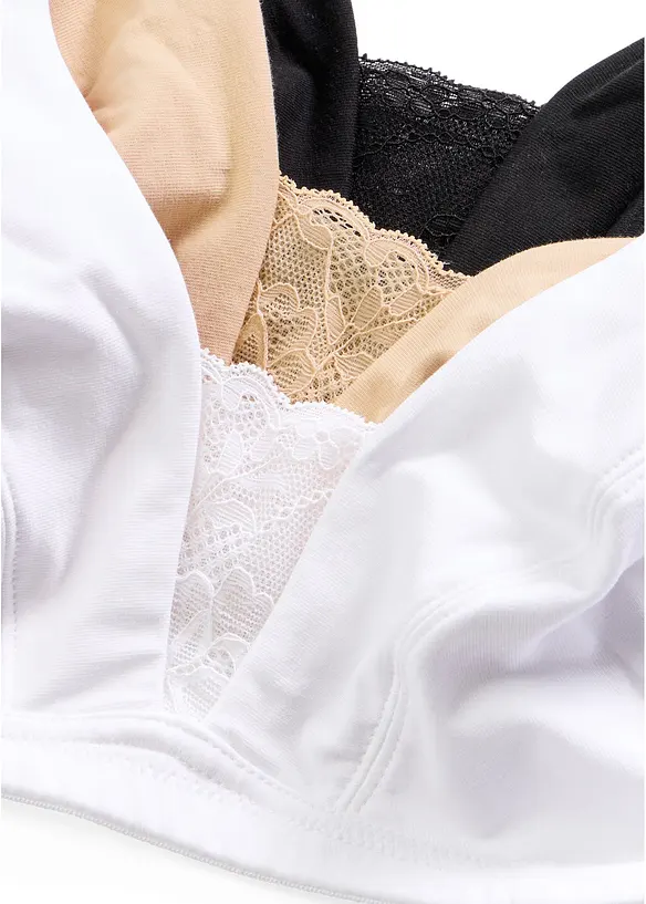 Reggiseno senza ferretto con cotone biologico (pacco da 3), bonprix