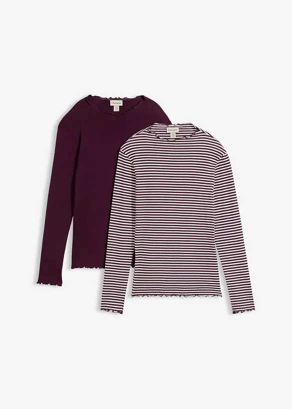 Maglia in puro cotone a costine (pacco da 2), bonprix