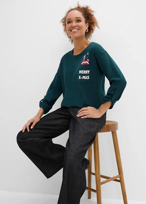 Maglia a maniche lunghe in puro cotone biologico, bonprix