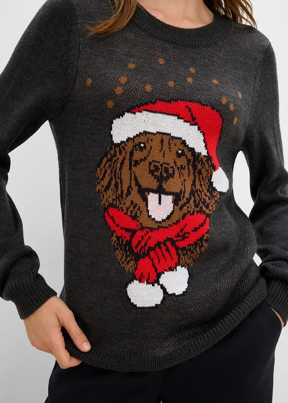 Maglione natalizio con grazioso motivo con cane, bonprix