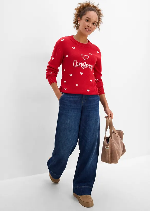 Maglione girocollo in misto cotone, bonprix