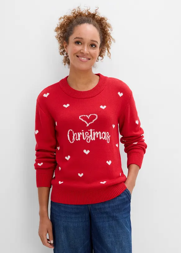 Maglione girocollo in misto cotone, bonprix