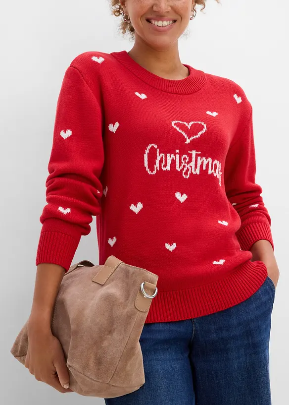 Maglione girocollo in misto cotone, bonprix