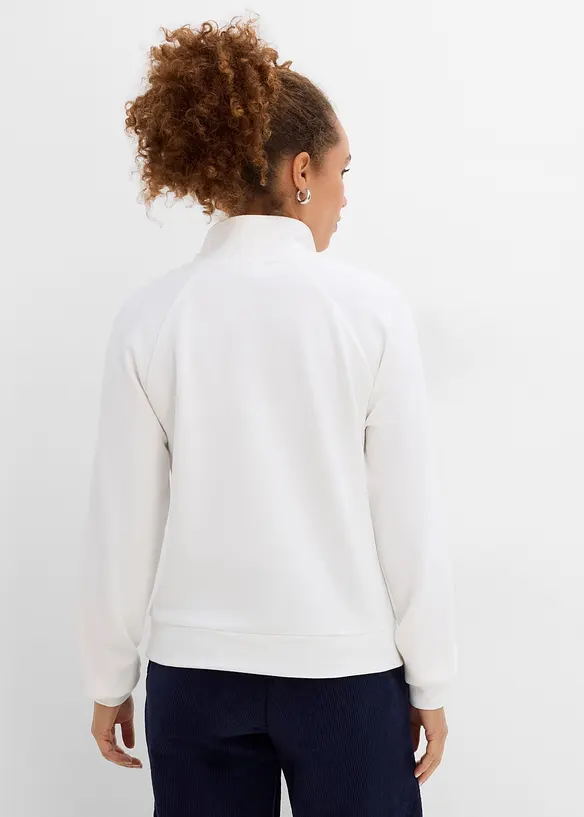 Felpa effetto neoprene con collo alto e zip, bonprix