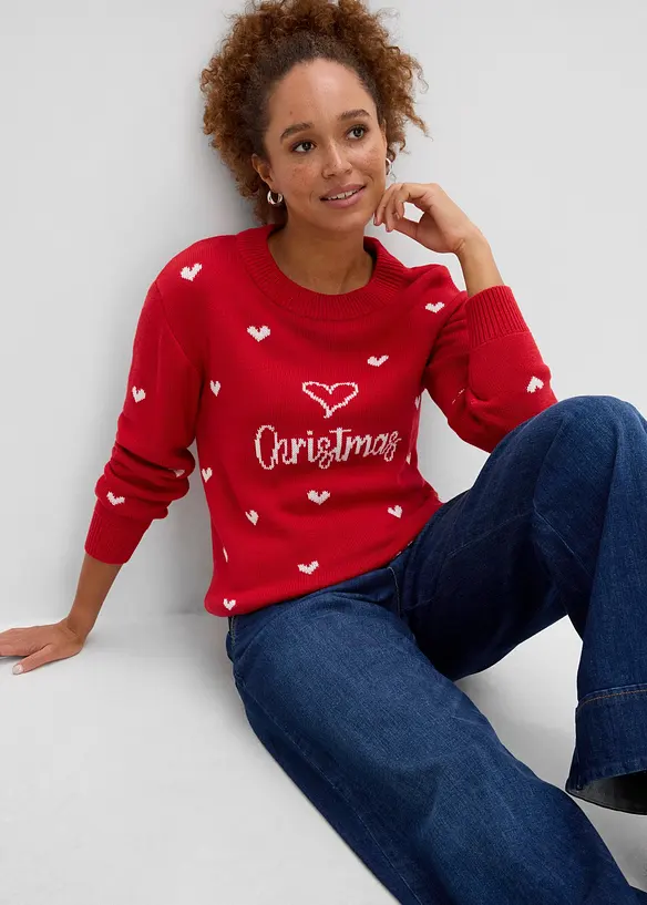 Maglione girocollo in misto cotone, bonprix