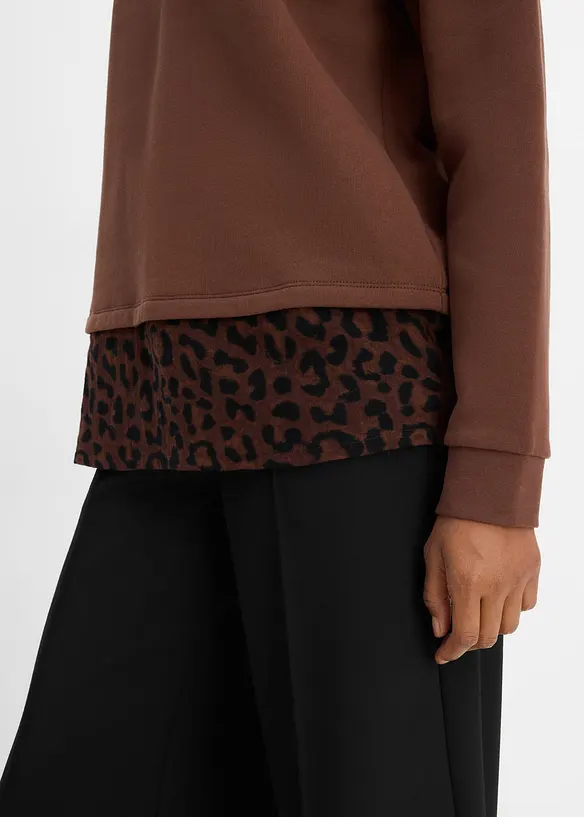 Felpa con inserto leopardato, bonprix