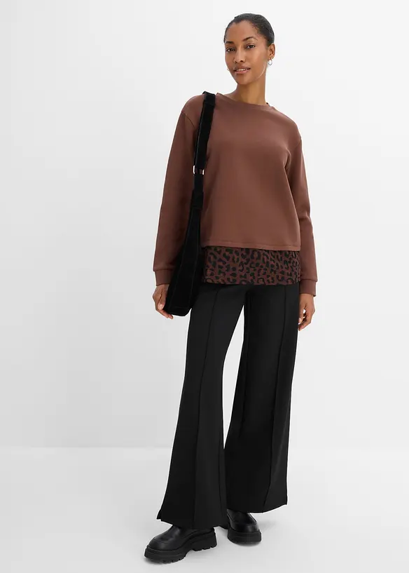 Felpa con inserto leopardato, bonprix