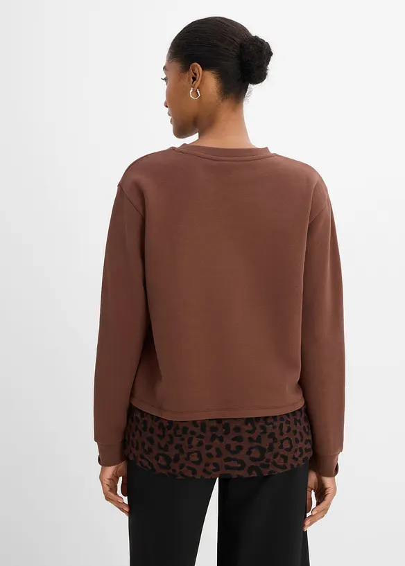 Felpa con inserto leopardato, bonprix