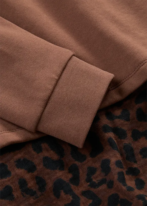 Felpa con inserto leopardato, bonprix