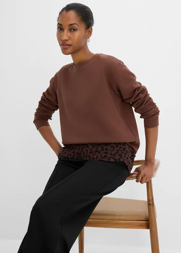 Felpa con inserto leopardato, bonprix