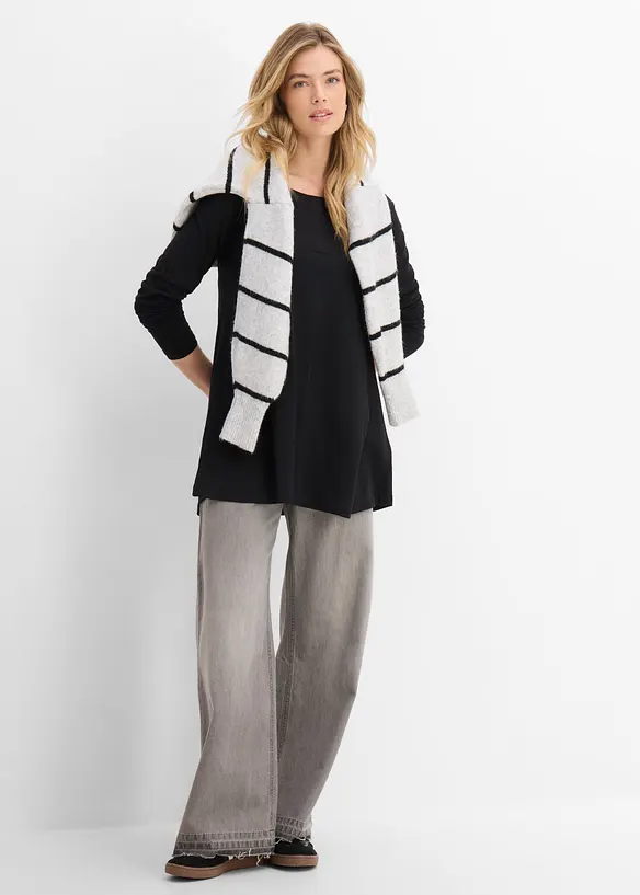 Maglia a maniche lunghe in misto cotone e viscosa, bonprix
