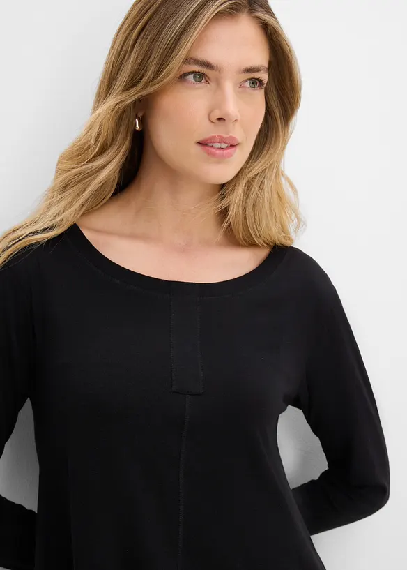 Maglia a maniche lunghe in misto cotone e viscosa, bonprix