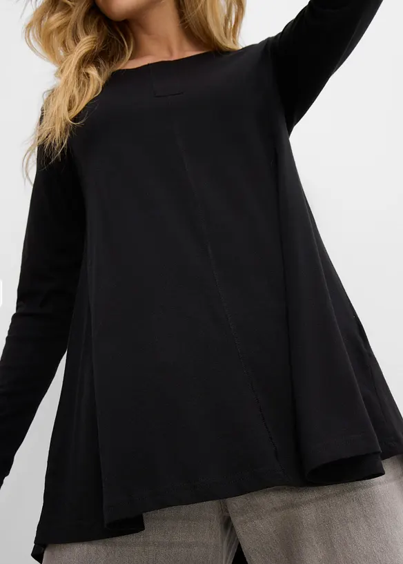 Maglia a maniche lunghe in misto cotone e viscosa, bonprix