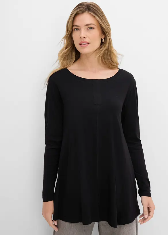Maglia a maniche lunghe in misto cotone e viscosa, bonprix