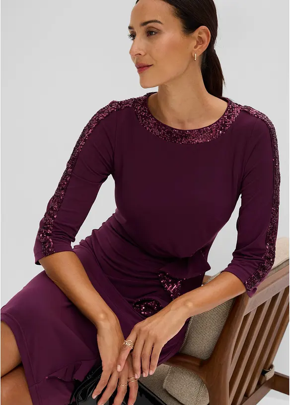 Abito di jersey con paillettes, bonprix