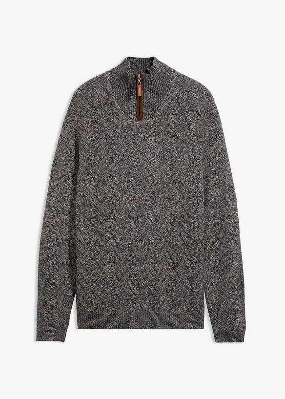 Maglione con collo alto e zip in misto lana, bonprix