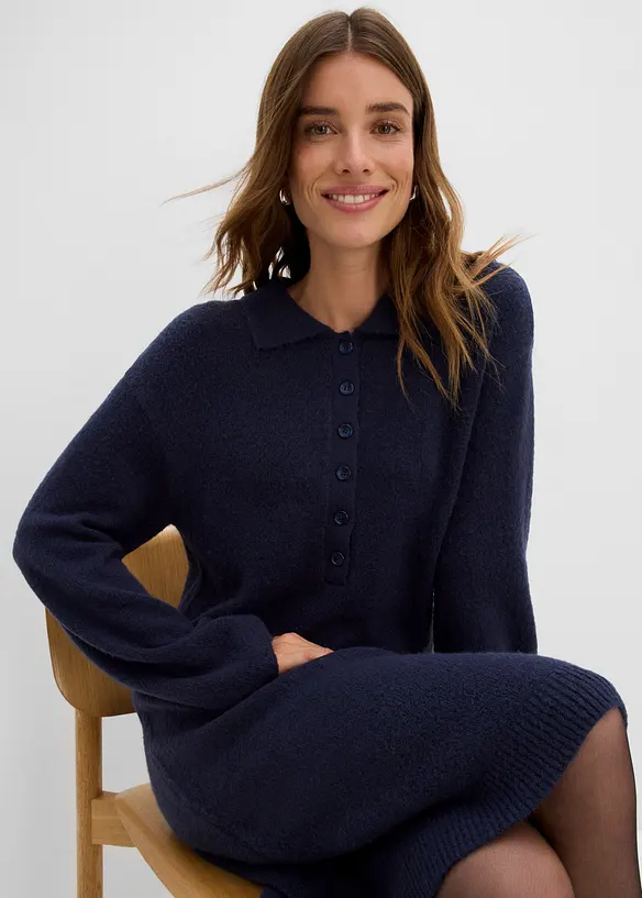 Abito corto in maglia con bottoni, bonprix