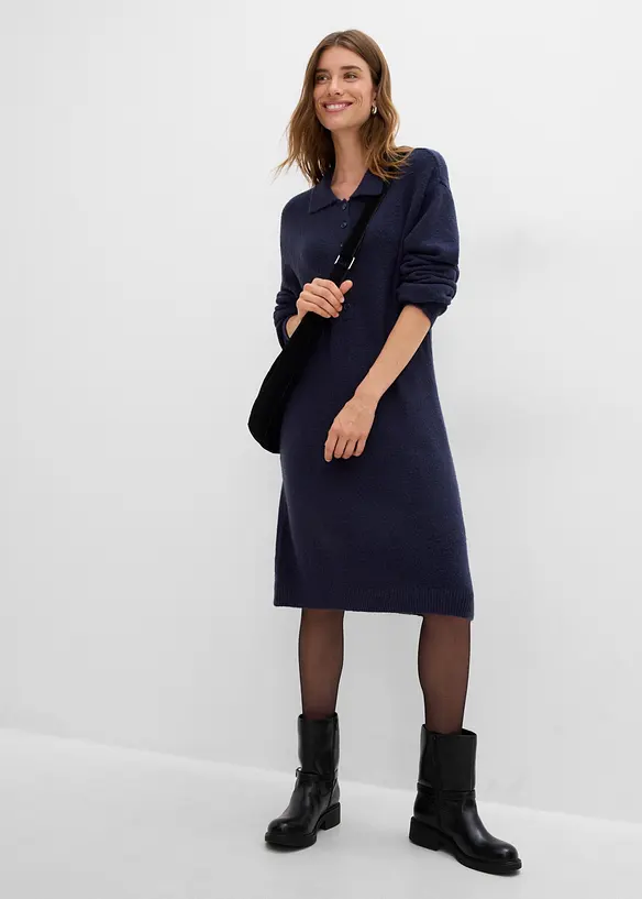 Abito corto in maglia con bottoni, bonprix