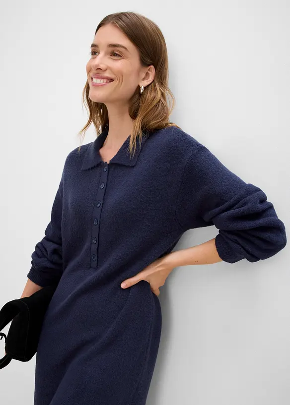 Abito corto in maglia con bottoni, bonprix