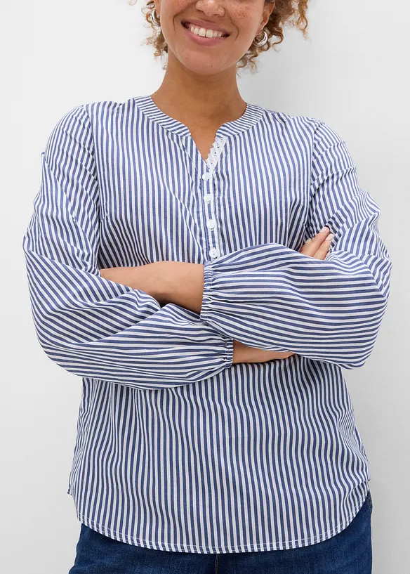 Tunica in puro cotone con guarnizione in pizzo, bonprix
