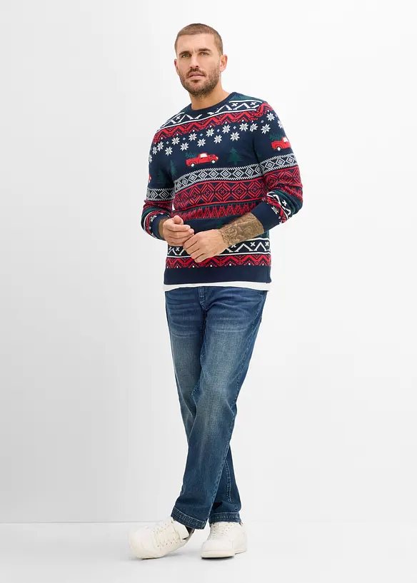 Maglione in filato fine con motivo natalizio, bonprix