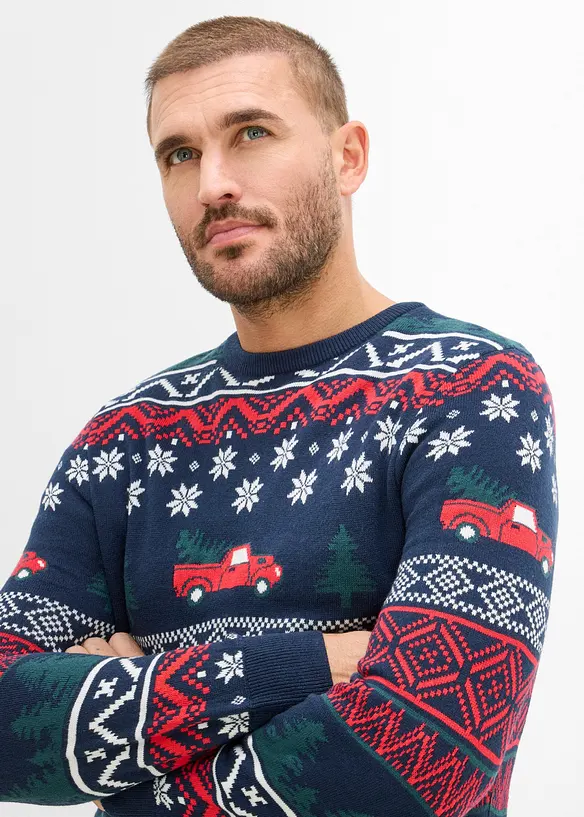Maglione in filato fine con motivo natalizio, bonprix