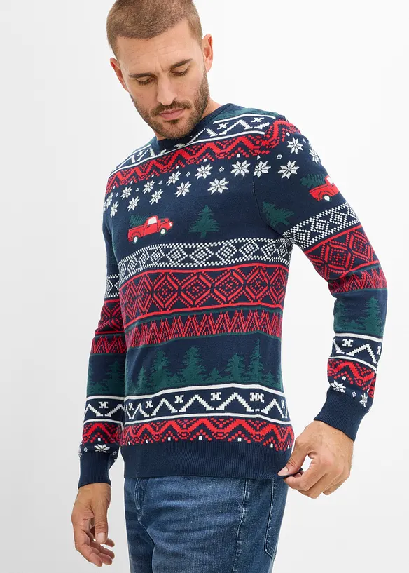 Maglione in filato fine con motivo natalizio, bonprix
