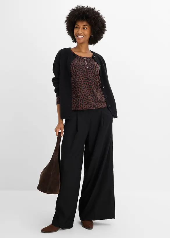 Maglia a maniche lunghe in misto cotone ed elastan (pacco da 3), bonprix