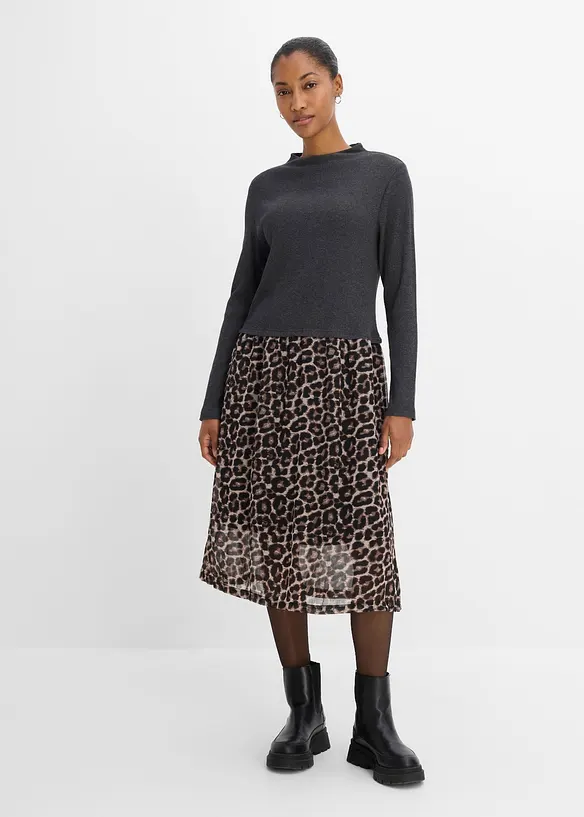 Abito in maglina di materiale misto con puro cotone, bonprix