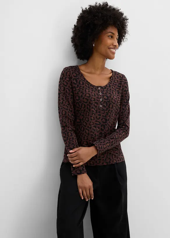 Maglia a maniche lunghe in misto cotone ed elastan (pacco da 3), bonprix