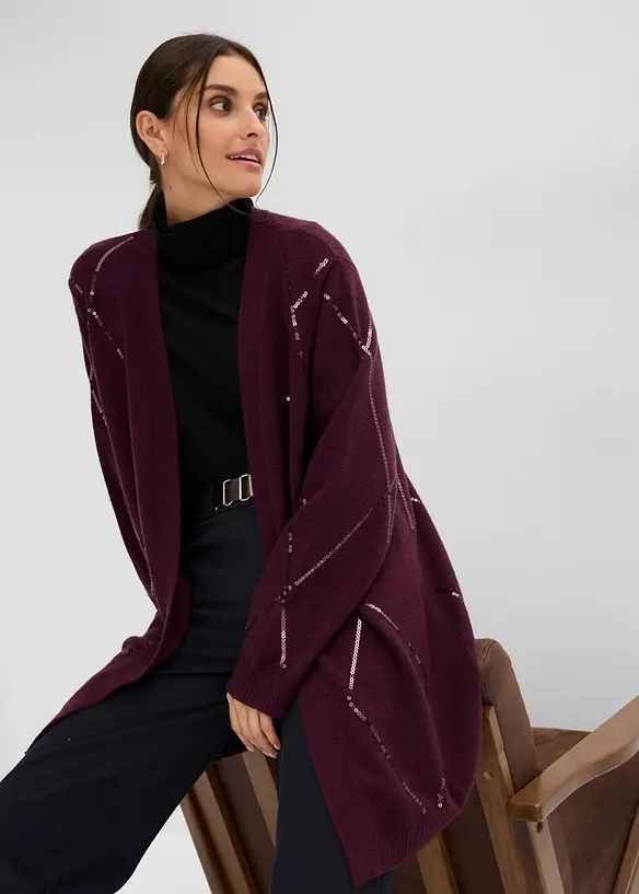 Cardigan lungo con paillettes, bonprix
