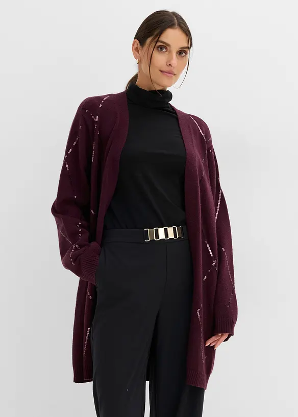 Cardigan lungo con paillettes, bonprix