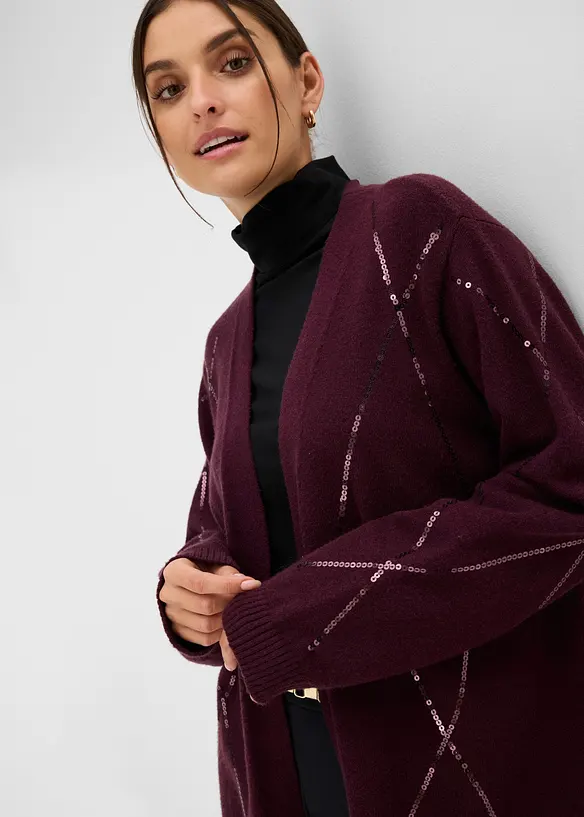 Cardigan lungo con paillettes, bonprix