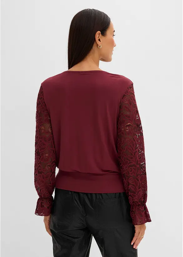 Maglia a maniche lunghe con pizzo, bonprix