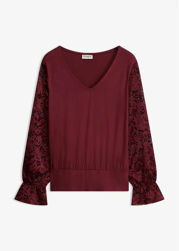 Maglia a maniche lunghe con pizzo, bonprix