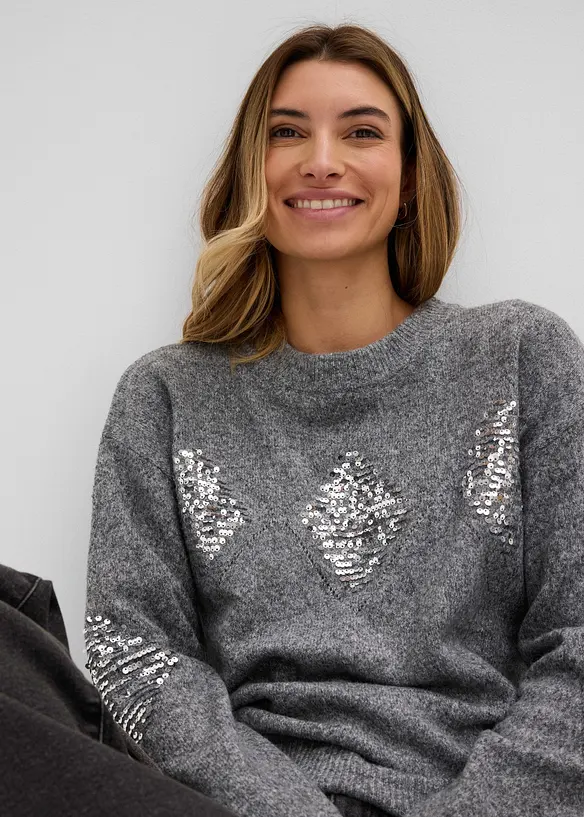 Maglione con applicazione di paillettes, bonprix