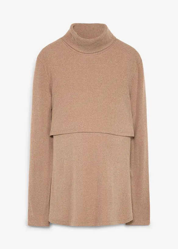 Maglione morbido pr&eacute;maman / da allattamento a collo alto, bonprix